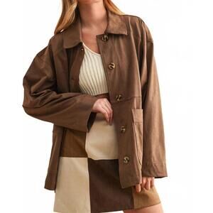 NEW MIOU MUSE suede button front jacket in brown